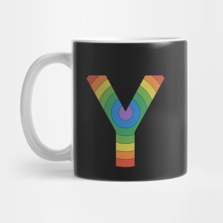 Retro  Rainbow 'Y' Sticker Mug